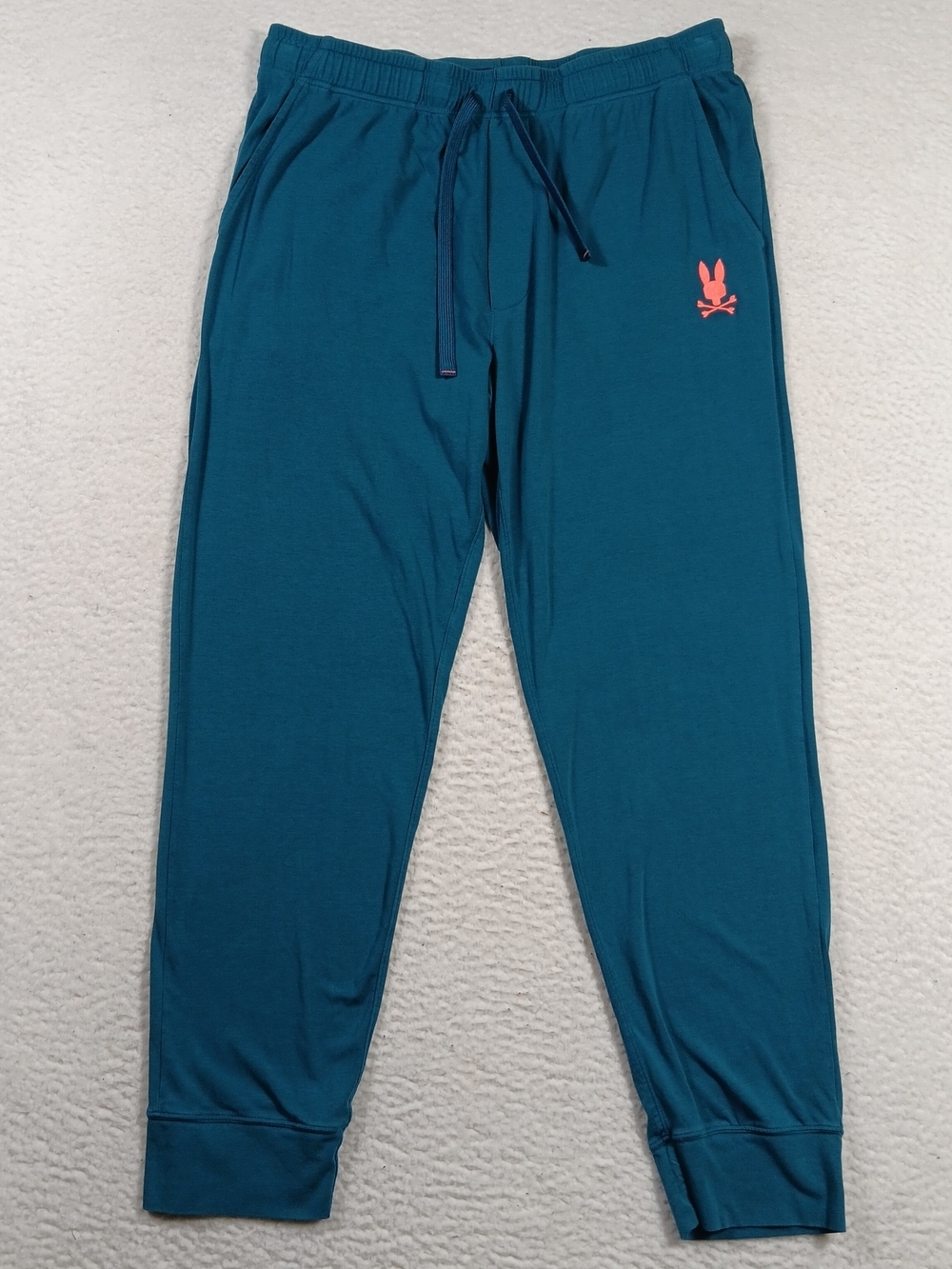 Psycho Bunny Joggers Mens Large Blue Novelty Jersey Lounge Pant Skull Drawstring